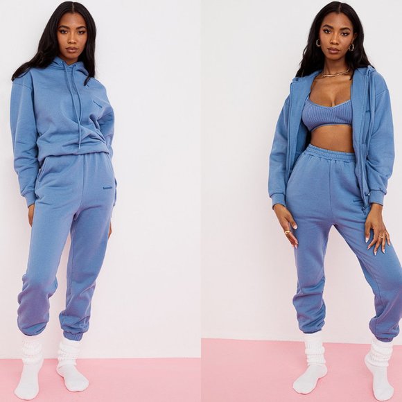 HOUSE OF CB 'Sky' Azure Fleece Back Jogging Trouser NWOT - Picture 2 of 4